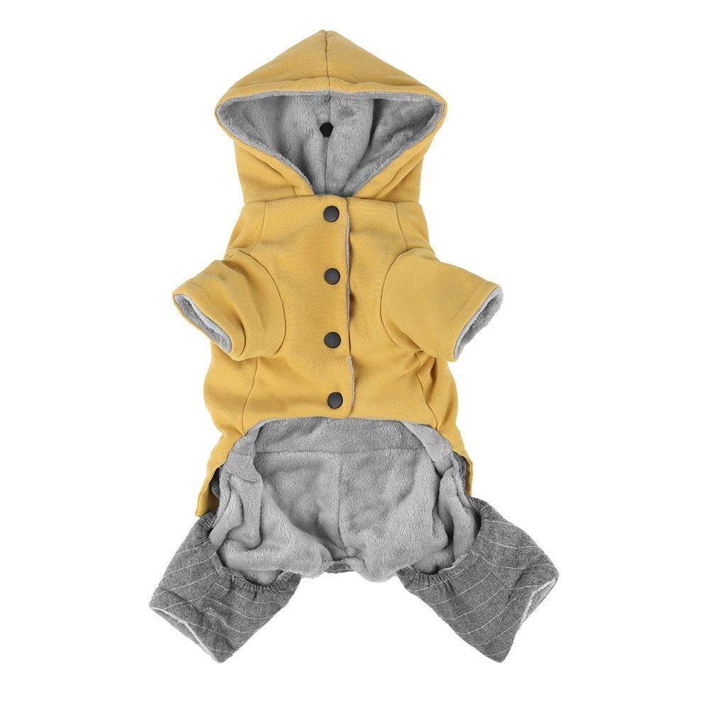

Thickened Four-legged Dog Clothes Soft Dog Cotton Jacket Fashion Dog Jumpsuits For Pets M жёлтый