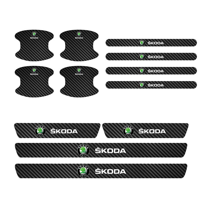 2025 Horká prahová lišta s miskou na kliku dveří Ochranné nálepky na auto proti poškrábání Pro Skoda Octavia SUPERB RAPID KAROQ FABIA YETI