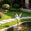 Statua Metallica Design Airone, Decorazione Artistica in Metallo Fatta a Mano per Giardino, Scultura da Giardino Resistente alle Intemperie per Patio Esterno Prato Laghetto Regalo