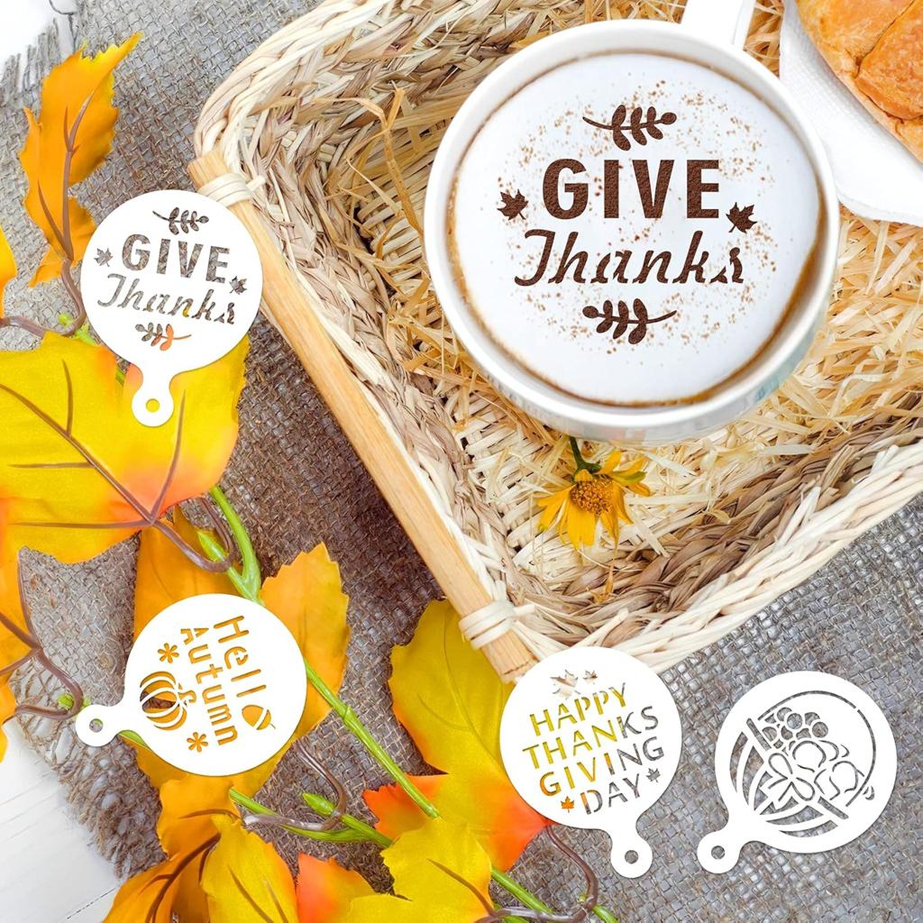 Konsait Thanksgiving Decoration Cookie Stencils, 20 Pack Happy Fall Farmhouse Harvest Give Thanks AutumnTemplate Stencils for Baking Royal Icing Cake