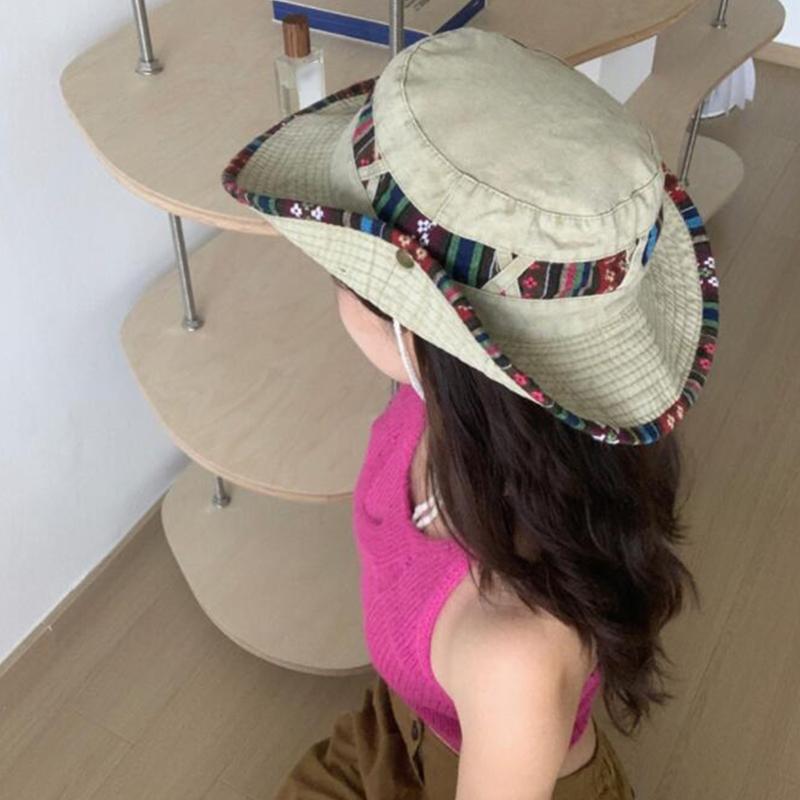 Spring Summer Washed Denim Outdoor Leisure for Sun Cowboy Cap Women Cotton Breathable Washed Denim Adjustable Cycling Ca