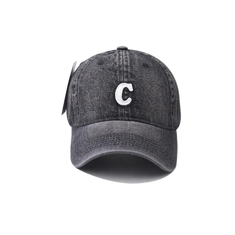Couples Baseball Cap C Letter W-hat Version Sun Hat Hole Spring Autumn Wash Denim Woman's Hat Cap Hip Hop Fitted Cap