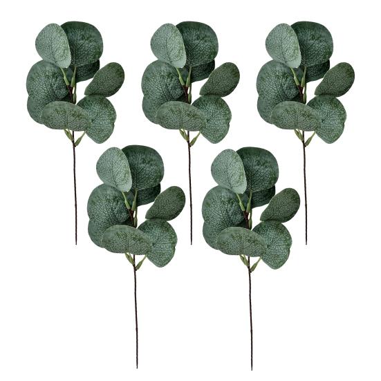 5Pcs Artificial Eucalyptus Leaves with Fruits Realistic Fake Greenery Plants DIY Floral Arrangements Table Centerpiece Decoration