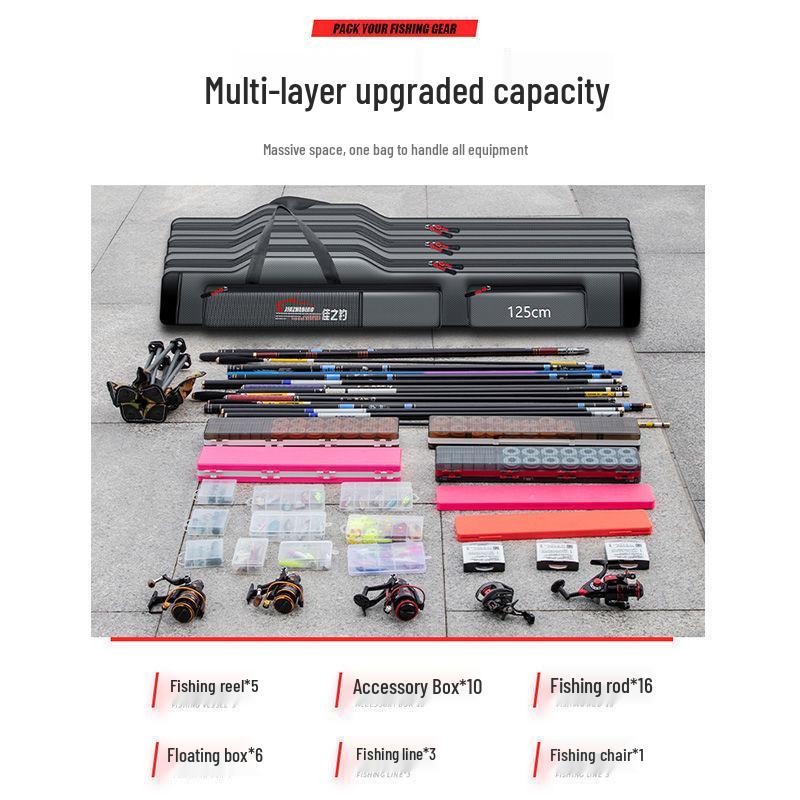 Bolsa Espessa de Grande Capacidade de Três Camadas para Armazenamento de Aparelhos e Varas de Pesca