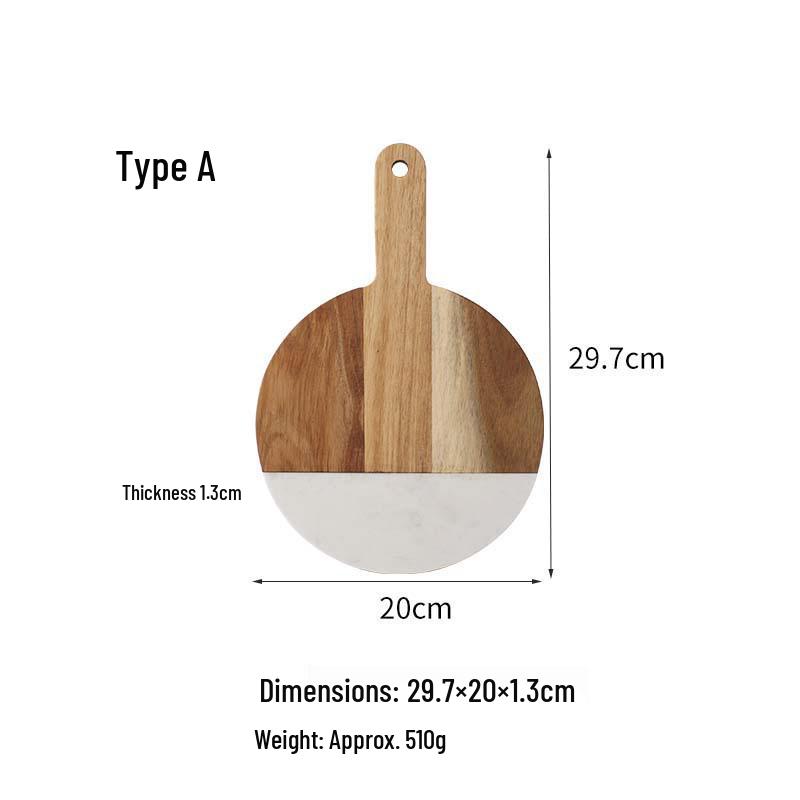 DL014 Marble Inlaid Wood Cutting Board - Home Kitchen Chopping Tool Irregular Shape