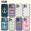 Coque de téléphone Cartoon Marin Ancre Pour IPhone 1716 15 14 13 Pro Max 11 12 Mini X Xs XR Housse en Silicone Noir