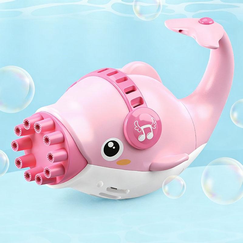 

Blue Pink Dolphin Shape 10 Hole Fun Machine Automatic Soap Blower Bubble Blowing Toy Electric Bubble Gun Outdoor Party Games To розовый