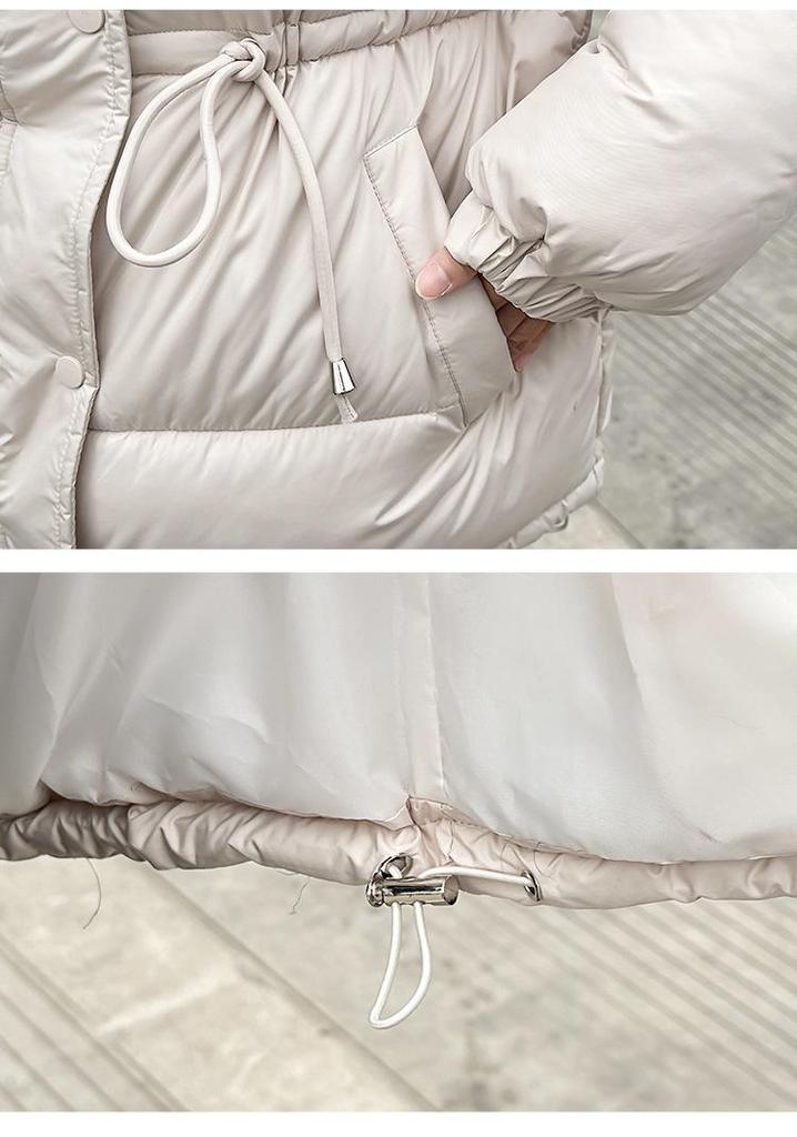Korean Style Mid-Length Hooded Down Jacket for Women
