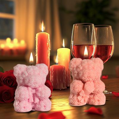 Yousheng Forma 3D Miś Róża Forma do Misia Teddy do Robienia Świec Elastyczna Silikonowa Forma do Odlewania do DIY Ręcznie Robionych Mydła Świec Żywicy Epoksydowej Gipsowych Rzemiosł