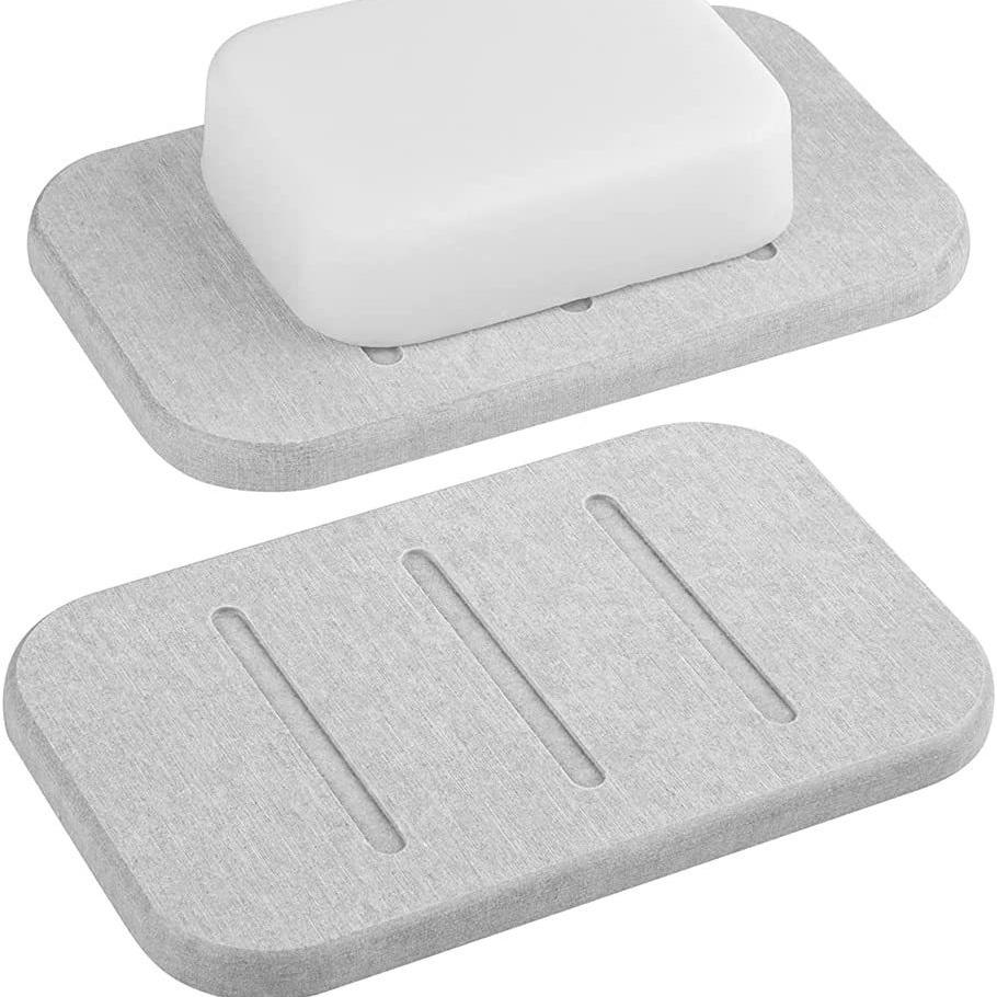 Diatomaceous Earth Soap Dish: Water-Absorbing Counter Rack and Draining Mat for Bathroom Toiletries.