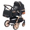 YAZOCO - Poussette combinée 3en1 - Avec nacelle-siège auto - Jusqu'à 15Kg - Or-Noir