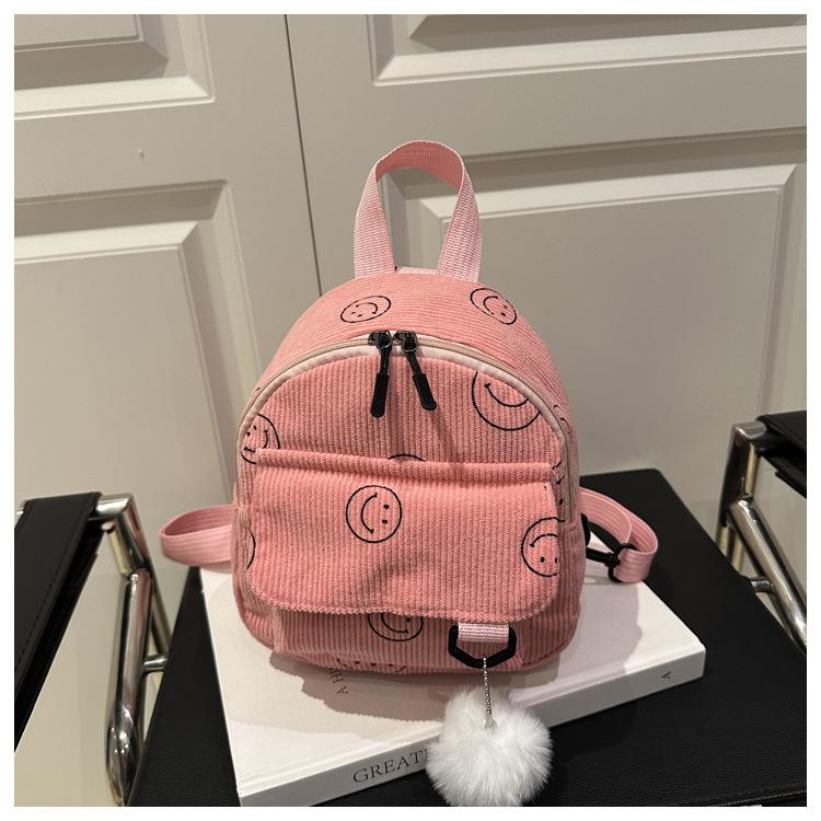 

Trendy new smiley corduroy summer velvet casual simple portable lightweight backpack коричневий