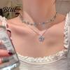 Lightweight Butterfly Jewelry Blue Necklace Women Rhinestone Choker Pendant Versatile
