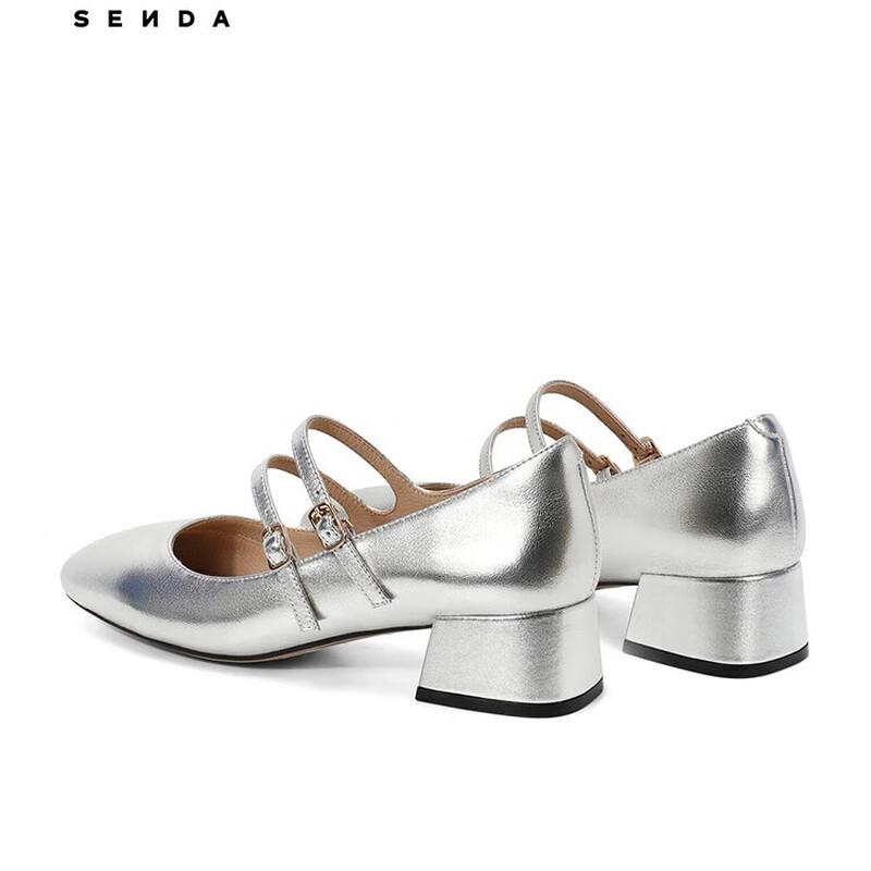 SENDA Retro Mary Jane Women's Casual Chunky Heel Flats