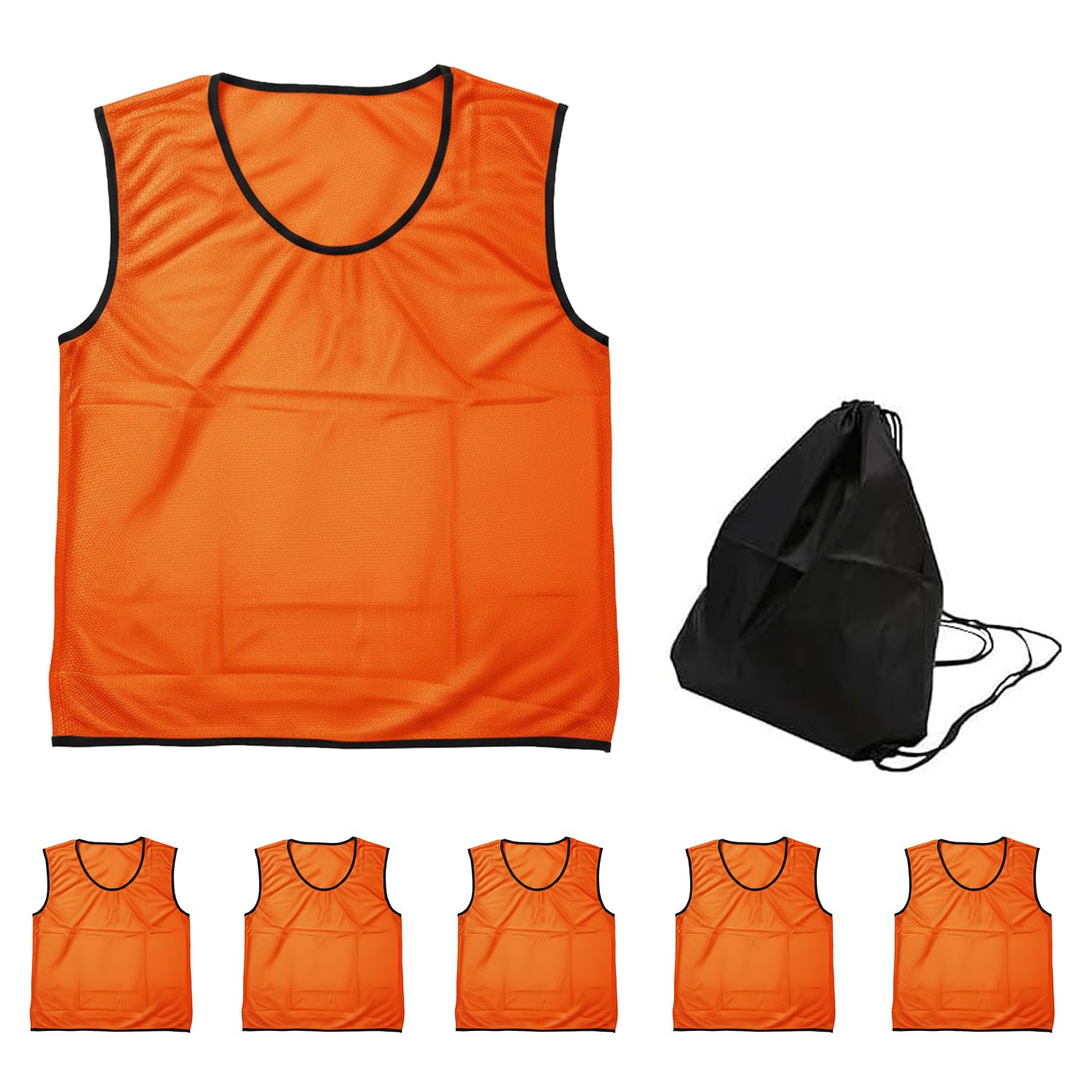 

[Logic] Bib Set, Plain, No Numbers, with Storage Bag, Mesh, for Soccer, Basketball, Futsal, School Events, Municipal Sports Days, 6-Piece Set, Childre