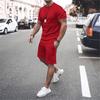 Set de vară la modă pentru bărbați, culoare uni, cu mânecă scurtă și pantaloni scurți