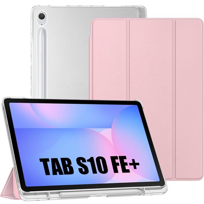 Coque pour Samsung Galaxy Tab S10 FE Plus, Protection Antichoc Renforcé avec Porte-Stylet - Rose