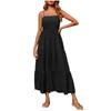 Strapless Dress For Women Color Summer Beach Boho Smocked Tube Top Straps Swing Dress