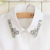 Women's Chiffon Shirt Collar Embroidered Nail Beads Versatile Fake Collar Water Diamond Decoration