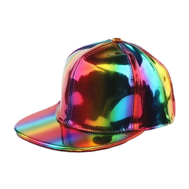 Fashion PU Rainbow Color Changing Hiphop Baseball Cap Snapback Hat Adult Outdoor Casual Trucker Caps Casual Bone Adjustable Hats