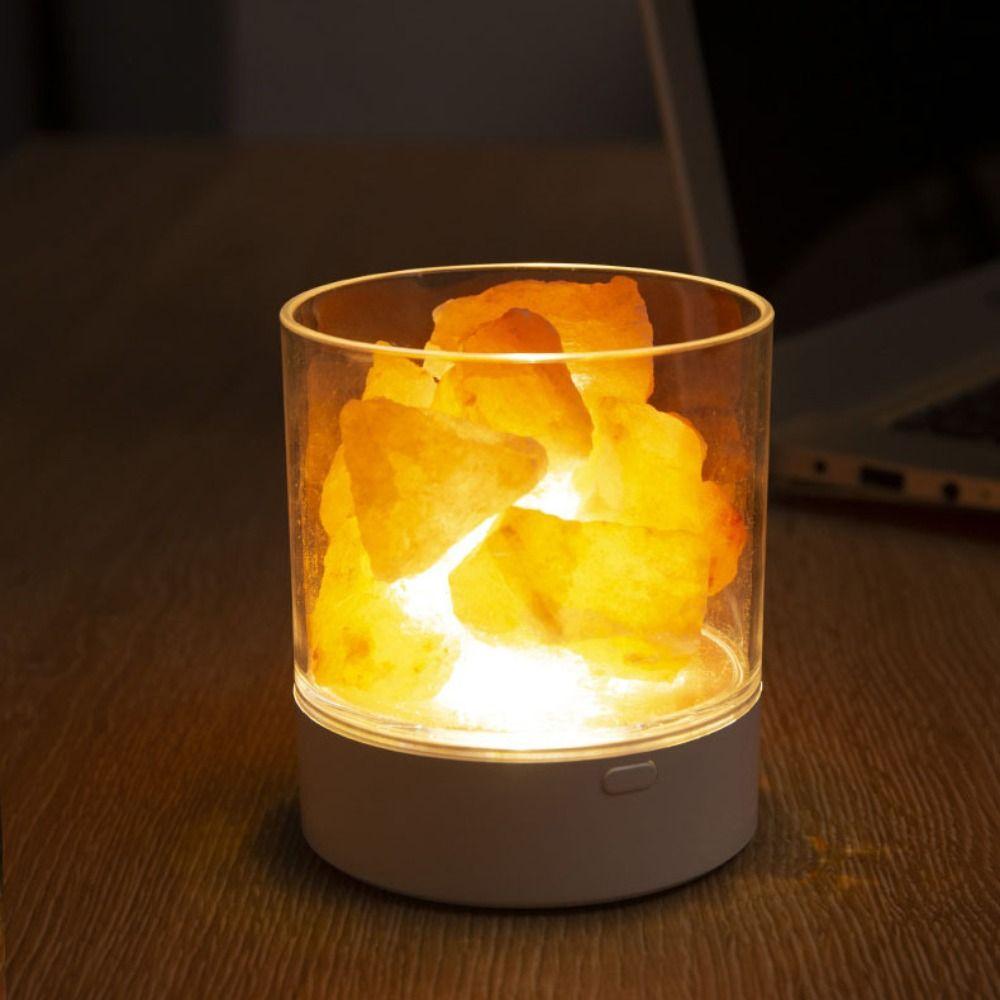 Decorative Fixture Natural Crystal Salt Lamp USB Powered 7 Color Lights Table Lava Lamp Eye Protection Night Light Home Decor