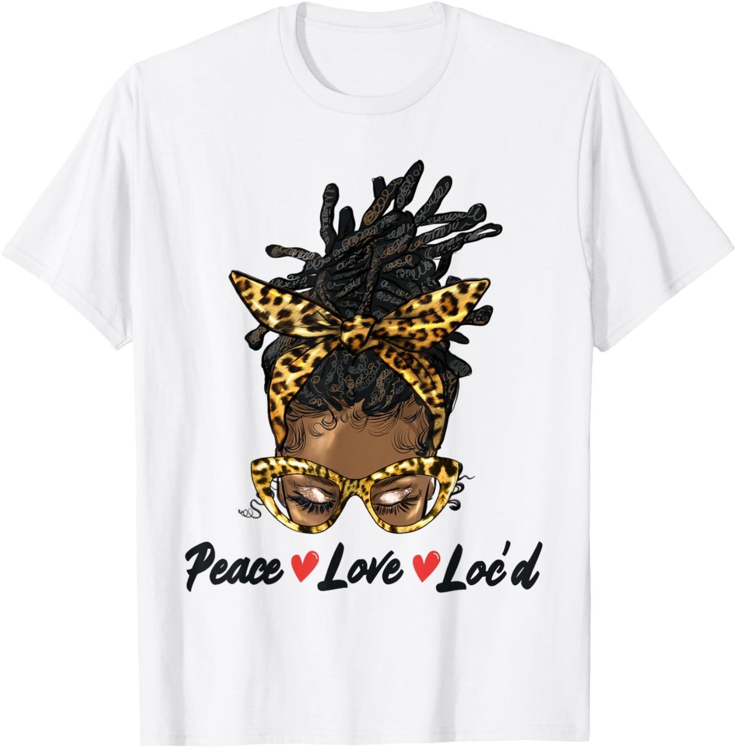 Peace Love Loc d Girl Messy Bun African American Black Women T-Shirt S разноцветный