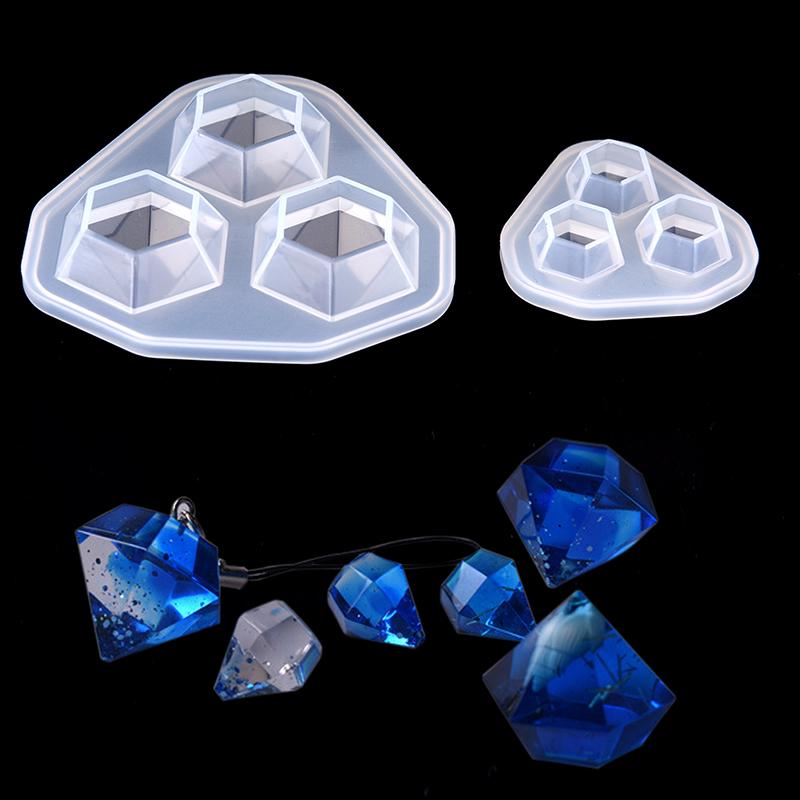 Hand Made DIY Cube Jewelry Pendant Silicone Mold Resin Diamond 6 Multi Cavity
