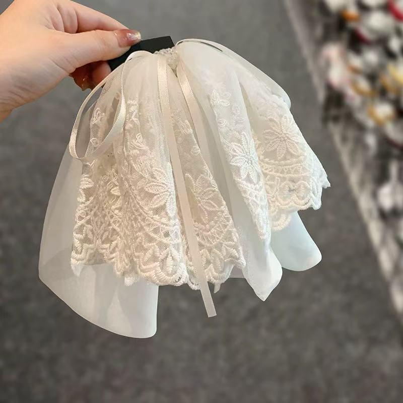 

1Pcs French Lace Bow Ponytail Clip Sweet Shark Clip Bohemia Holiday Style Hairpin Hair Accessories