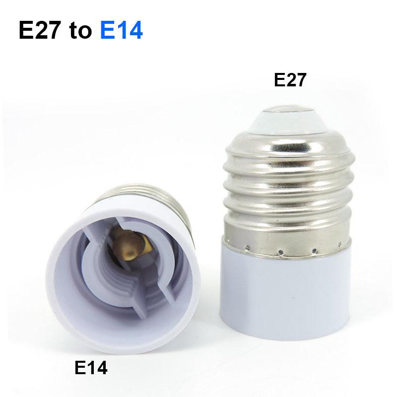 2pcs white E14 to E27 to E14 male female LED Light Lamp Bulb base power supply Socket Holder Converter AC Adapter Fireproof