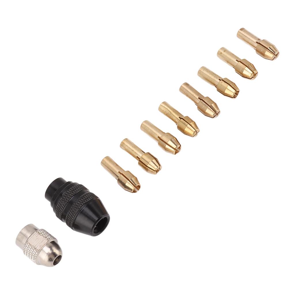 Drill Chuck Collet Set for Replacement 4485 Brass Quick Change Rotary Drill Nut Tool Set With 2 Nut 8 Brass Collet