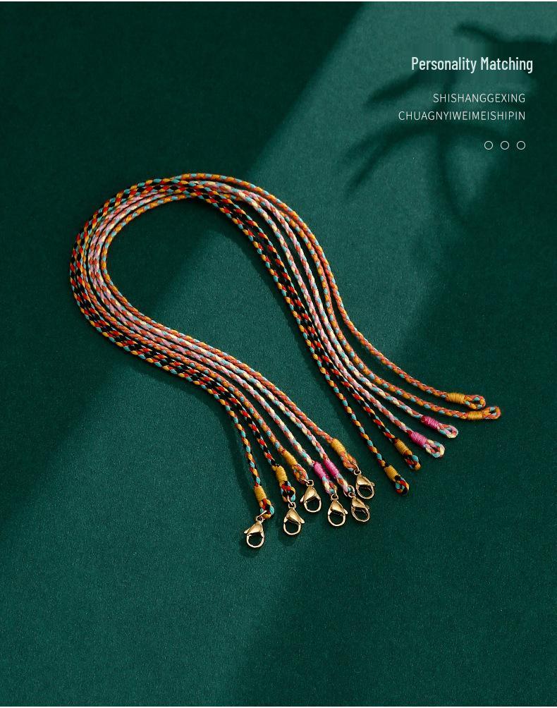 Handmade Braided Necklace: Colorful Soft Rope Lanyard & Women's Clavicle Chain Pendant