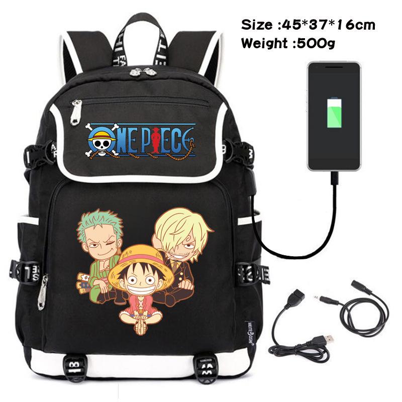One Piece themed student backpack with fashionable and versatile printed design.