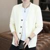 Men's Trendy Knitted Cardigan: Stylish Solid Color Outerwear for Spring and Autumn