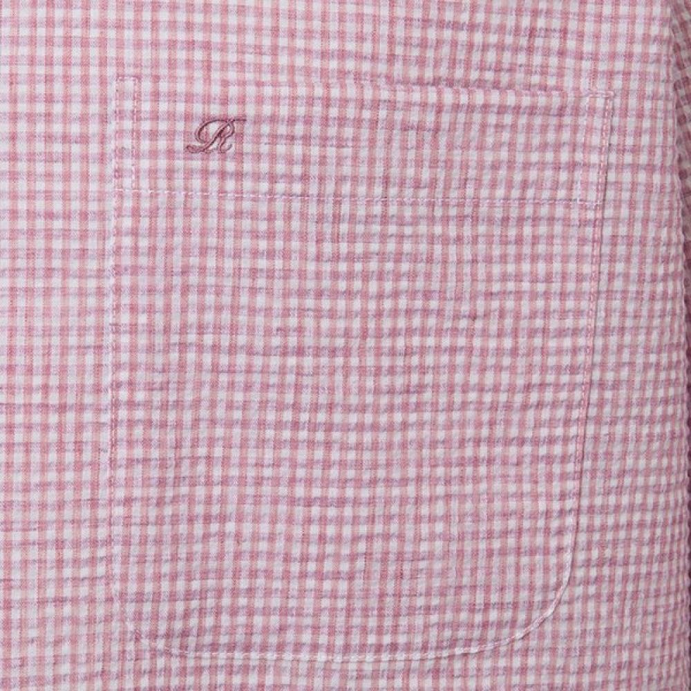 RENOMA Regular Fit Linen Blend Sucker Check Short Sleeve Shirt Rpusg1239 Pk