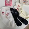 Socks Solid Color Heel Small Flower Medium Tube Socks White Socks Versatile Stacking Socks College Style Student Sports Socks