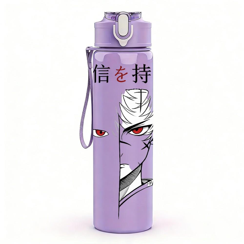 1PC Japanese Samurai Minimal Line Art 750ml Color Plastic Sports Water Bottle Leakproof Flip Straw Lid Suitable for Sports Office Home Use