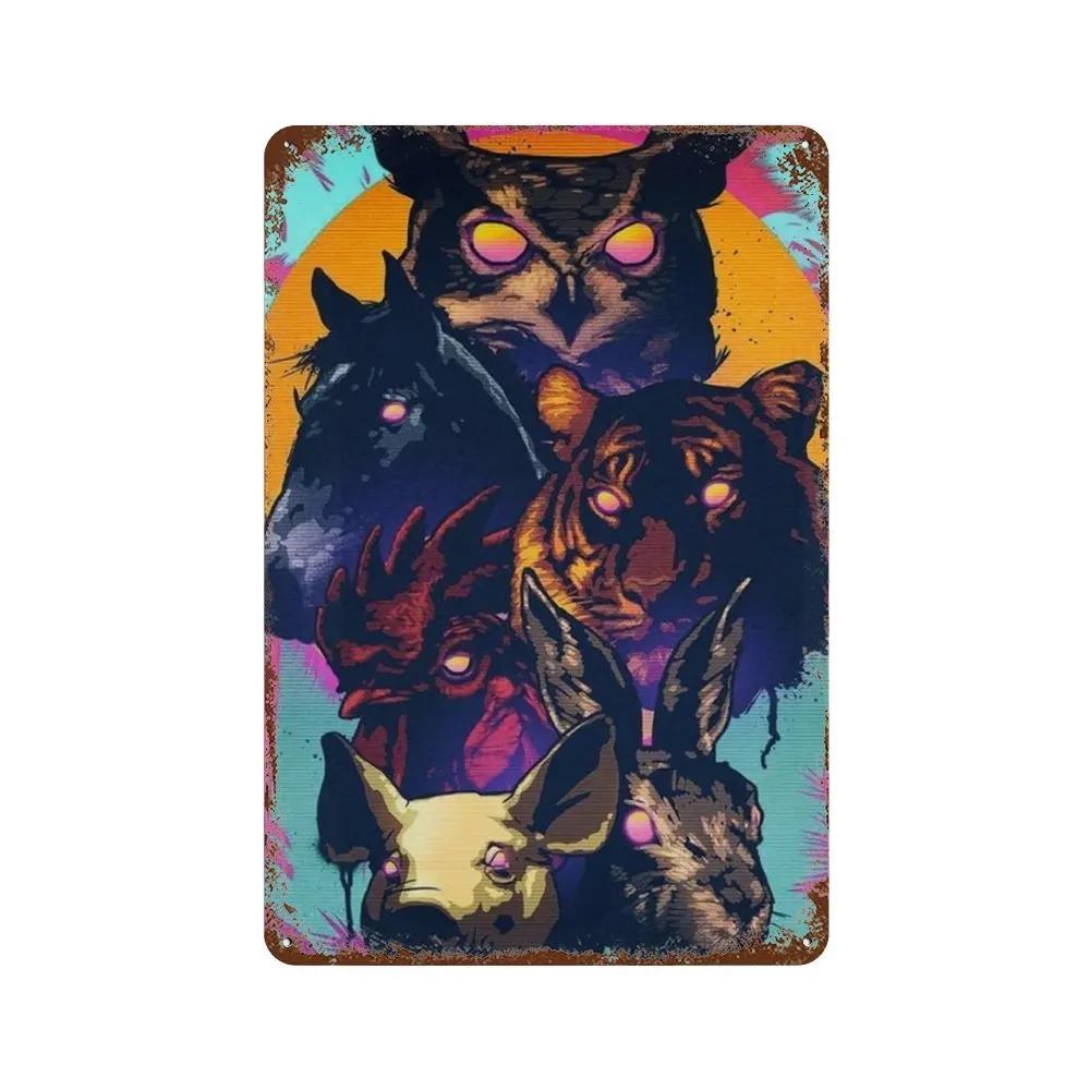 Poster Hotline Miami Hot Classic Adventure Game Posters e Placa de Metal Sinal de Lata Arte de Parede Placa Decoração Man Cave Decoração de Casa estúdio