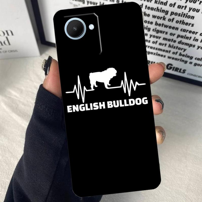 English Bulldog Heartbeat For Realme GT7 Pro GT6 C67 C65 C63 C61 C55 C53 C51 C71 C75 10 11 12 13 14 15 Pro Plus Case