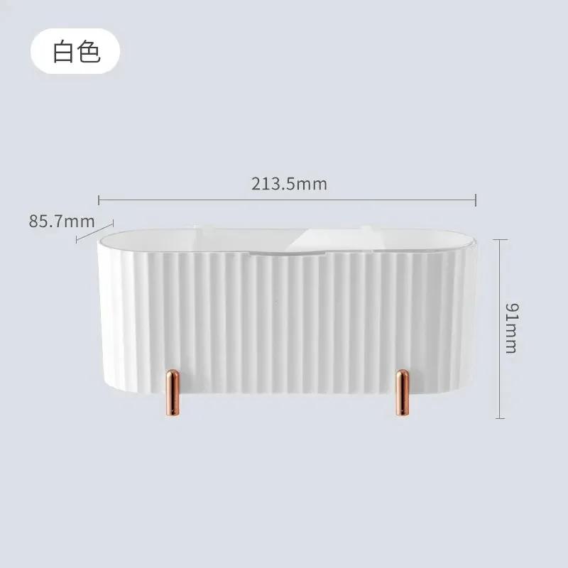 Cosmetic Storage Box with Lid Dustproof Desktop Bathroom Storage Box Makeup Remover Cotton Powder Puff Storage Organizer