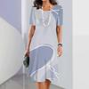 New Geometric Curve Graphic Print Women's Dresses Elegant Loose Short Sleeve O-Neck Summer Dresses Female Fashion Sundress