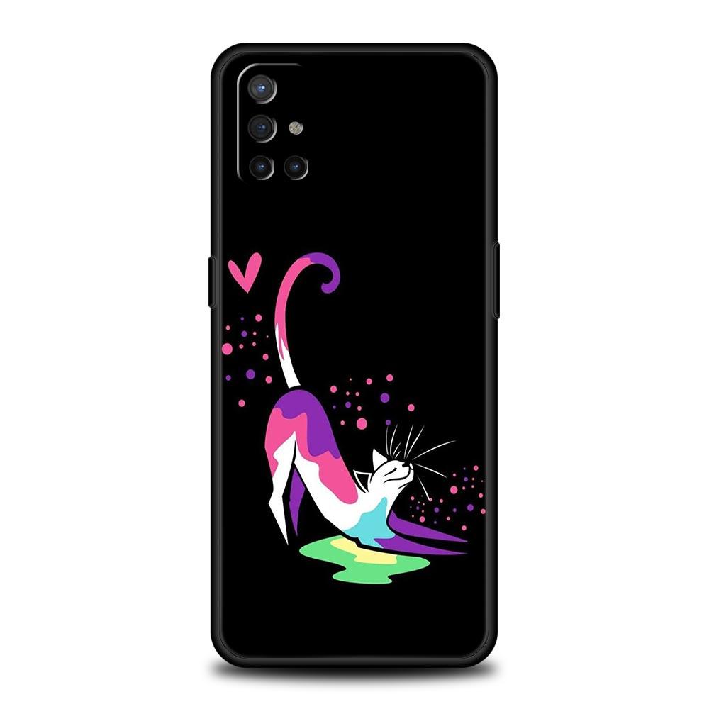 Phone Case For Oneplus 13R 13 12 10T 11 R10 Nord N100 N200 N10 9 9R CE 2 3 Z Pro Lite 5G Soft TPU Cover Colorful Cat Design Bags