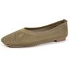 European and American new large-size autumn fly-woven mesh breathable low-top single shoes women's hollow solid-color square-head beanie shoes