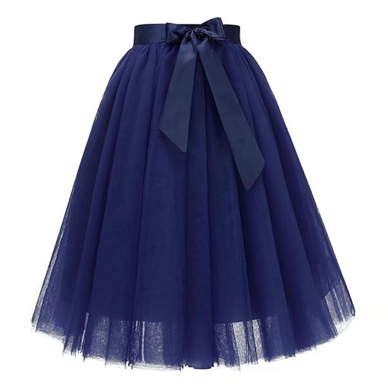 

Princess Tutu Dress: 5-Layer Gauze, Puffy Skirt with Waistband, A-line Pleated Hem. Small темно-синього кольору