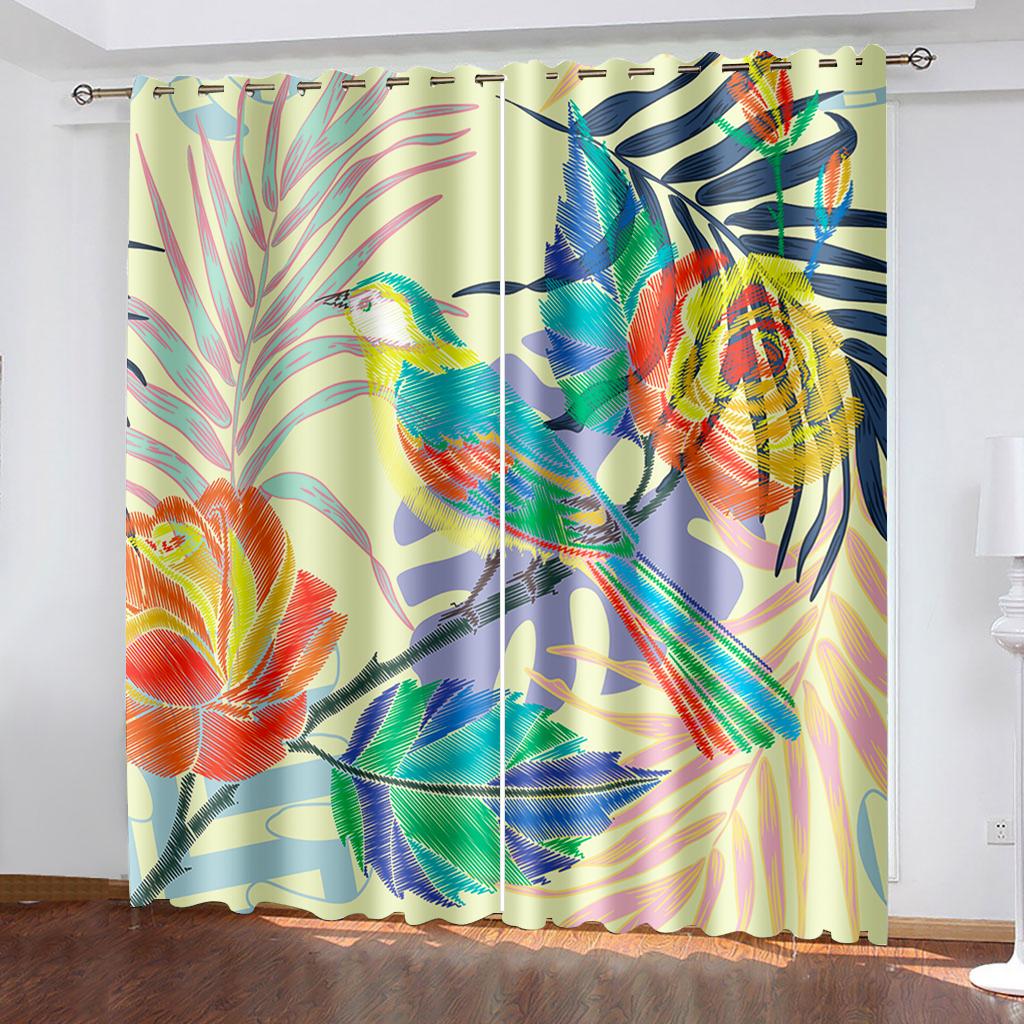 Blumengedruckte Vorhänge mit Blumenmuster für Wohnzimmerfensterdrapierungen Schlafzimmer Verdunkelungsvorhänge Tende Cortinas Cortinas Para La Sala