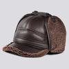 High Quality PU Leather Men's Earmuffs Cap Thickened Outdoor Warm Elderly Hat Windproof Baseball Cap Autumn Winter