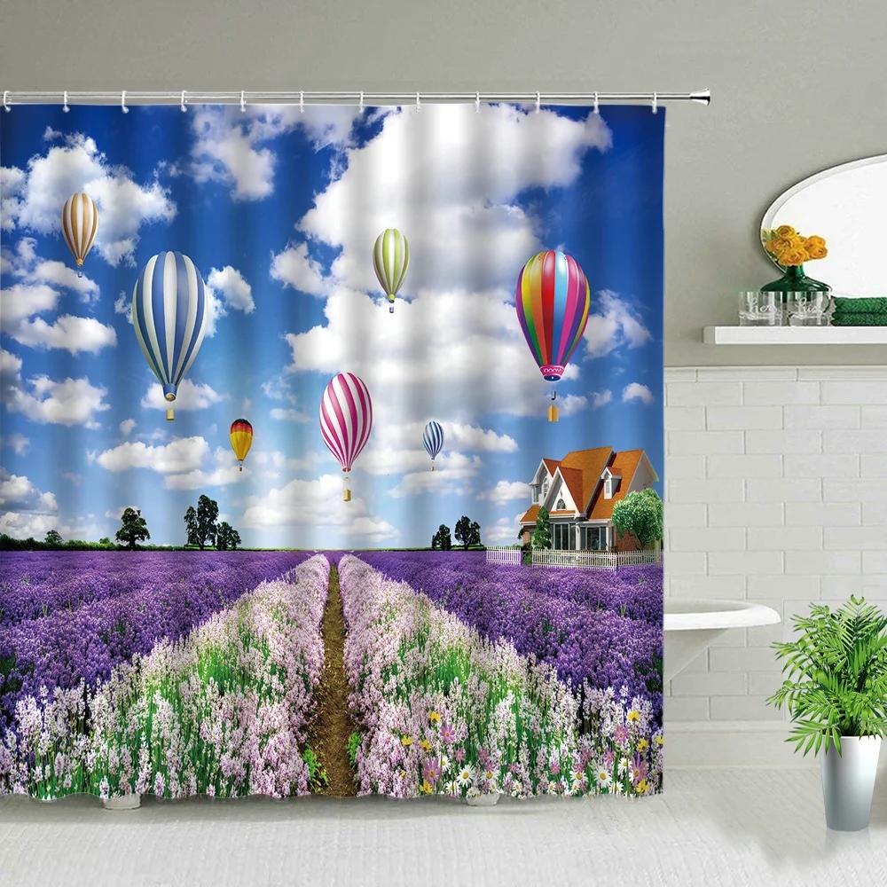 Sunflower Flower Wood Grain Plant Scenery Bathroom Shower Curtain Cactus Butterfly Bee Floral Landscape Bath Curtains With Hooks