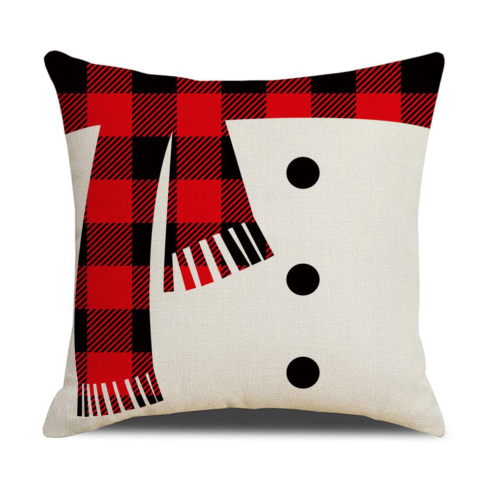 Home Furnishings Cartoon Christmas Pillow Cover Nordic Plaid Linen Cushion Cover Sofa Cushion