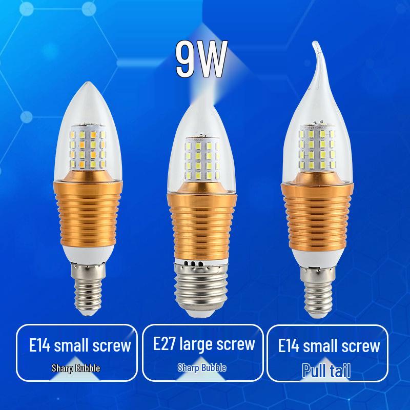 E14 LED Chandelier Candle Bulb with Pointed Tip, E27 Screw Base