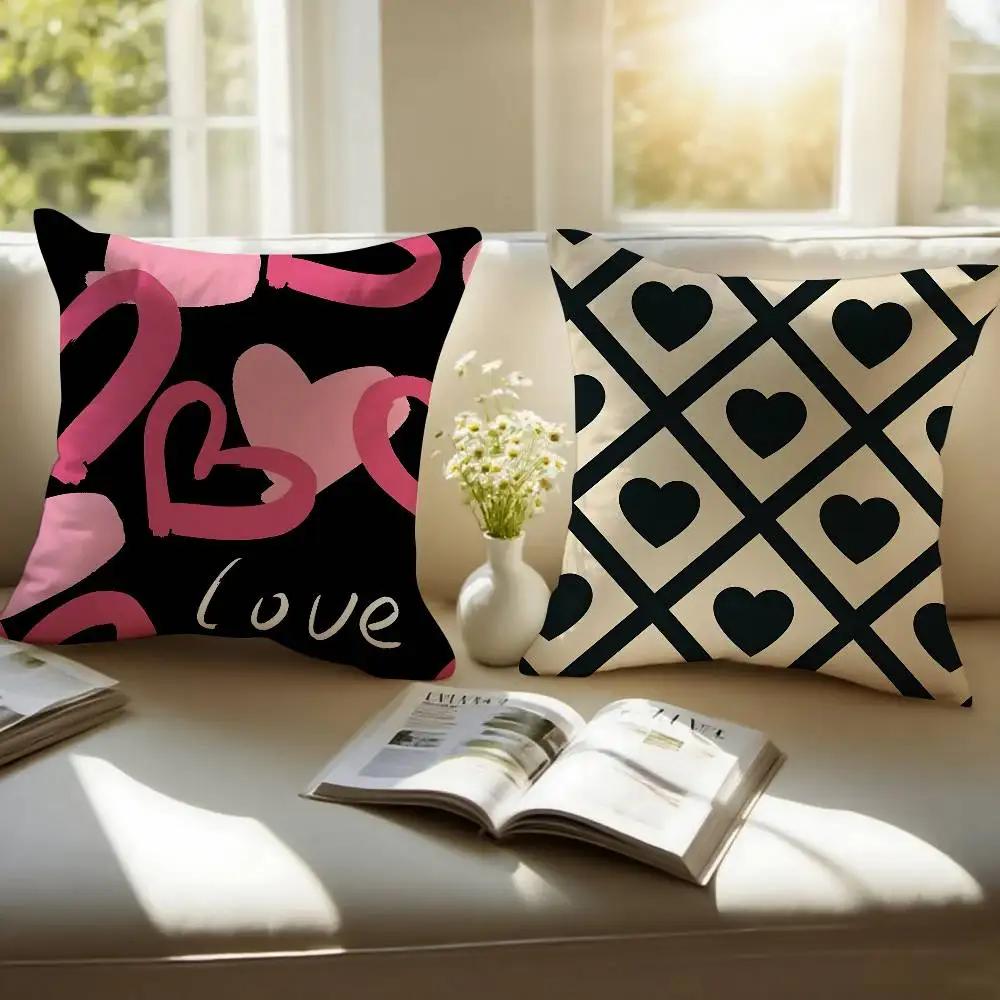 Fashion Love Heart Pillow Case Sofa And Living Room Decorative Cushion Covers Dust-Proof And Mite-Proof Invisible Zipper