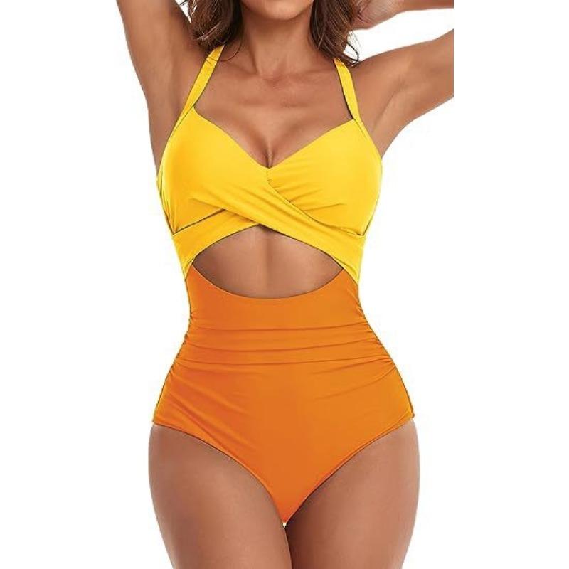 One-piece SSwimsuit for Women, European and American Backless Splicing Sexy Bikini Swimsuit